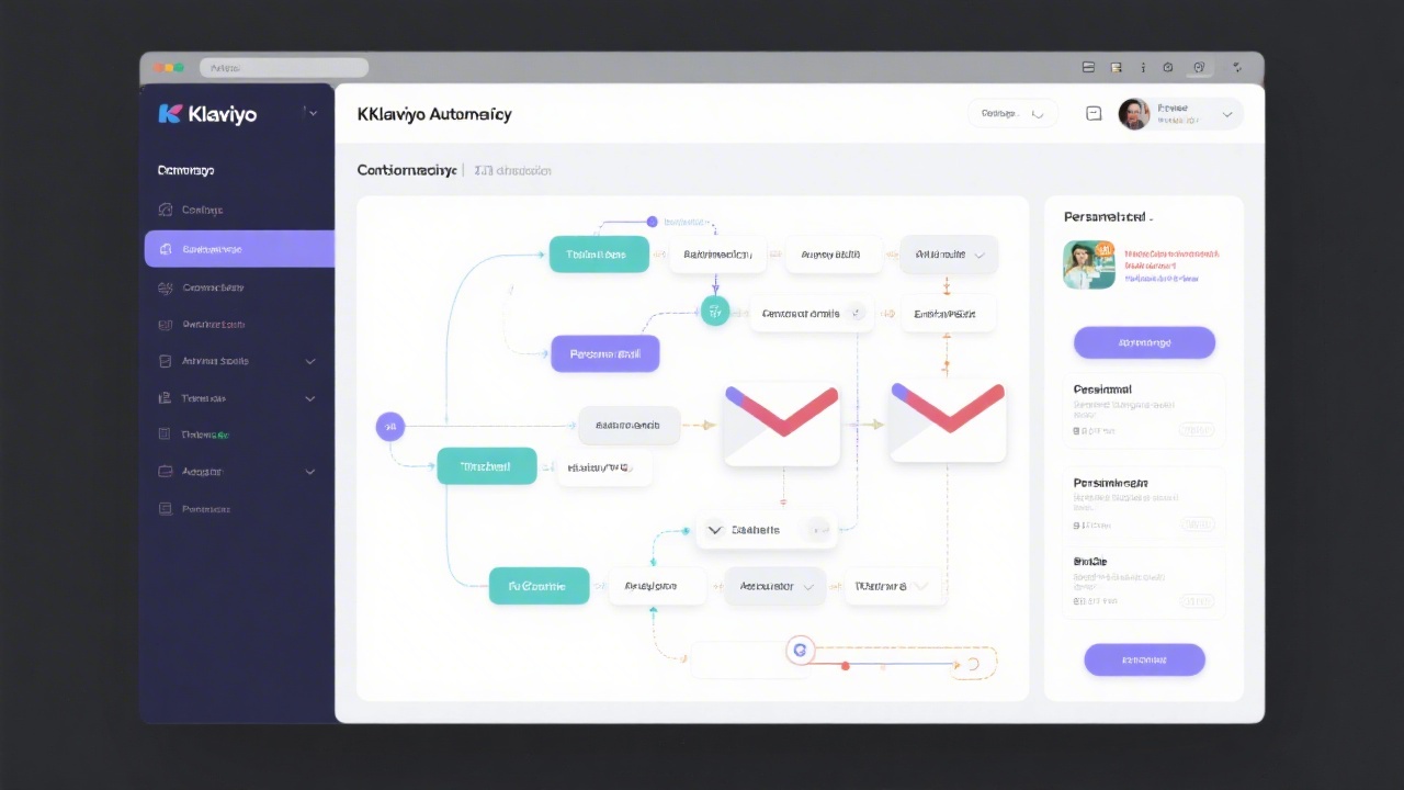 Klaviyo automation canvas displayed on screen with eCommerce event triggers and personalized email blocks, reflecting real workflows covered in advanced sessions.